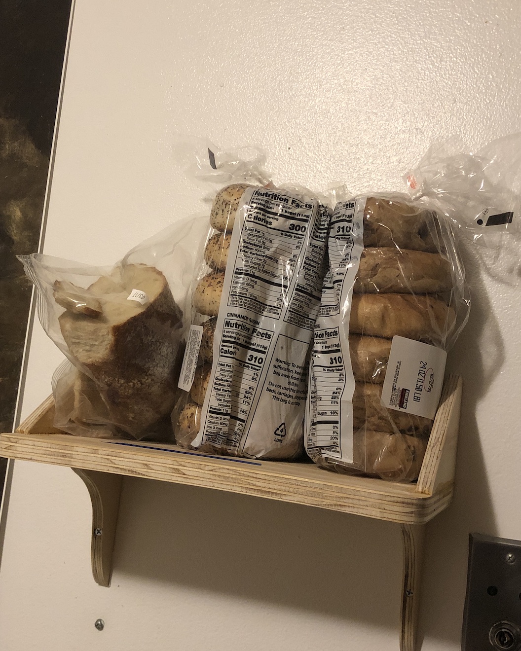 Bread shelf with bread
