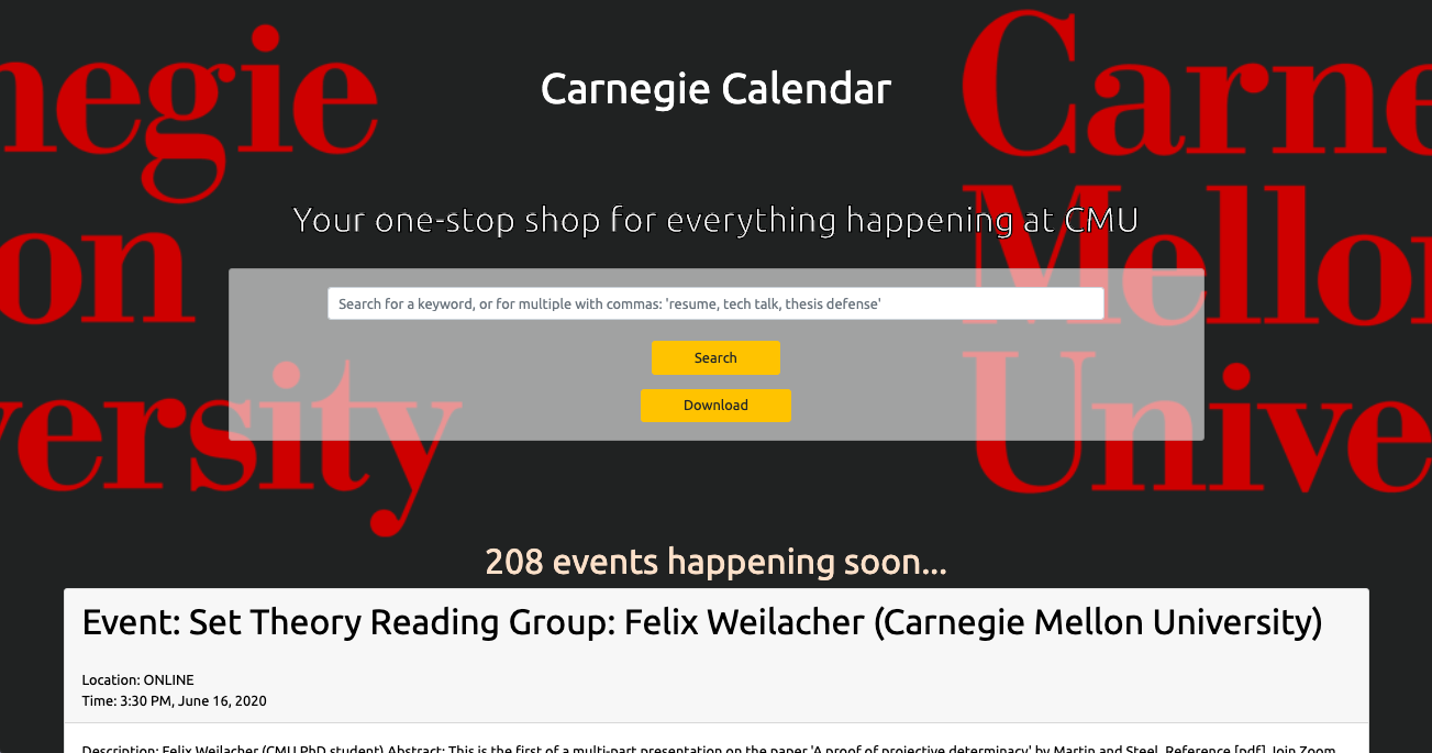 Carnegie Calendar Hero Image