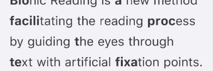 Example of Bionic Reading text