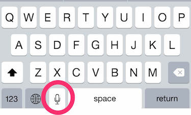 Picture of the iPhone keyboard, with diction key highlighted. I didn't want to find another picture so I reused this one