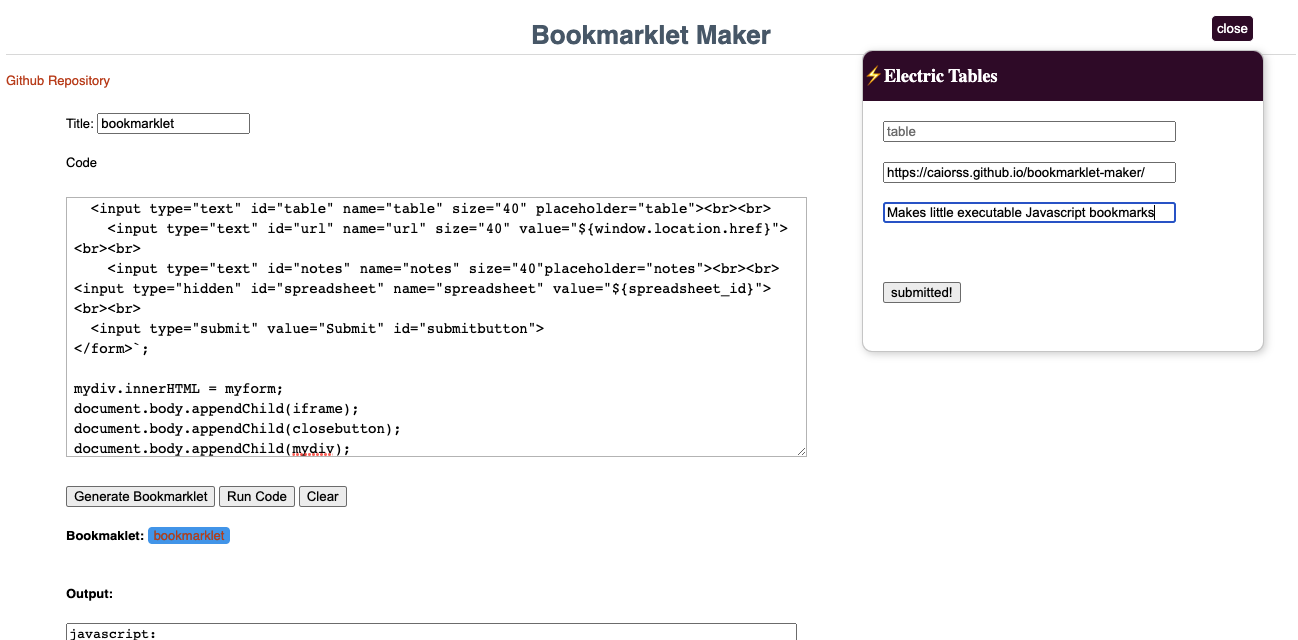 Bookmarklet page getting indexed