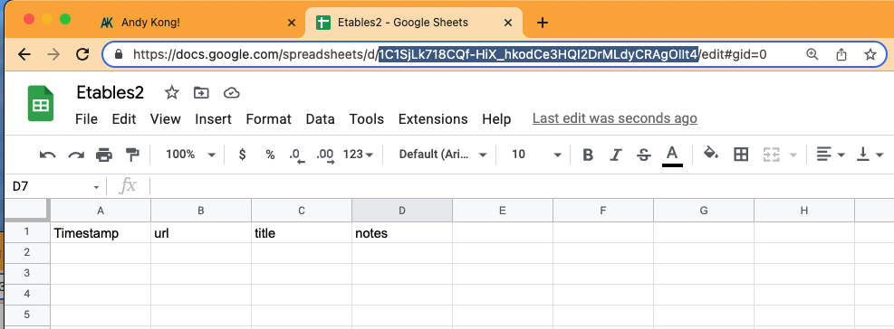 A properly set up Google Sheet