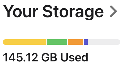 iCloud storage before deleting the old video, 145.12 GB used, reduction of 170MB