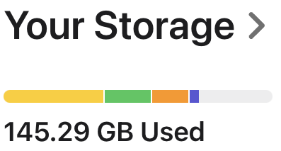 iCloud storage before deleting the old video, 145.29 GB used