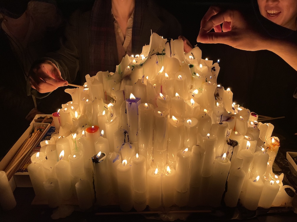 Front shot of candle mountain near the beginning of our exhibit