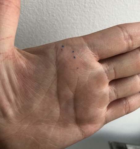 Dots of high vibration sensitivity on my palm